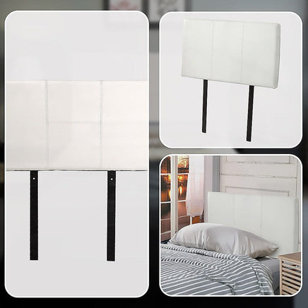 PU Leather Single Bed Headboard Bedhead - White Furniture Kings Warehouse 