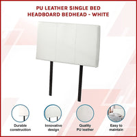 PU Leather Single Bed Headboard Bedhead - White Furniture Kings Warehouse 