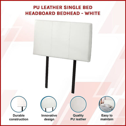 PU Leather Single Bed Headboard Bedhead - White Furniture Kings Warehouse 