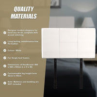 PU Leather Single Bed Headboard Bedhead - White Furniture Kings Warehouse 