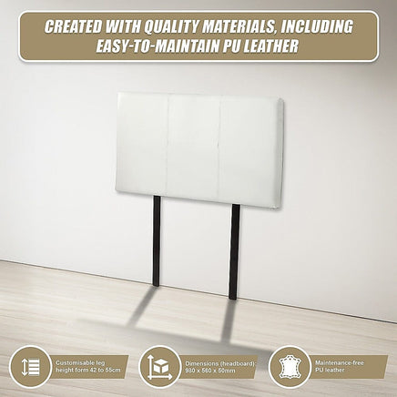 PU Leather Single Bed Headboard Bedhead - White Furniture Kings Warehouse 