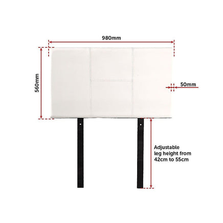 PU Leather Single Bed Headboard Bedhead - White Furniture Kings Warehouse 