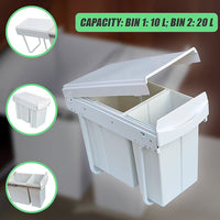 Pull Out Bin Kitchen Double Dual Slide Garbage Rubbish Waste 10L+20L Home & Garden Kings Warehouse 