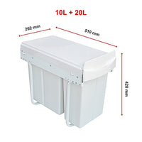 Pull Out Bin Kitchen Double Dual Slide Garbage Rubbish Waste 10L+20L Home & Garden Kings Warehouse 