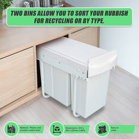 Pull Out Bin Kitchen Double Dual Slide Garbage Rubbish Waste 10L+20L Home & Garden Kings Warehouse 