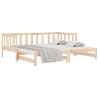 Pull-out Day Bed 2x(92x187) cm Solid Wood Pine bedroom furniture Kings Warehouse 