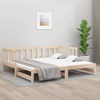 Pull-out Day Bed 2x(92x187) cm Solid Wood Pine bedroom furniture Kings Warehouse 