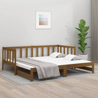 Pull-out Day Bed Honey Brown 2x(92x187) cm Solid Wood Pine