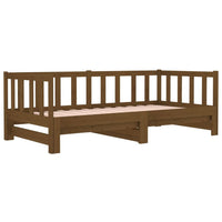 Pull-out Day Bed Honey Brown 2x(92x187) cm Solid Wood Pine bedroom furniture Kings Warehouse 