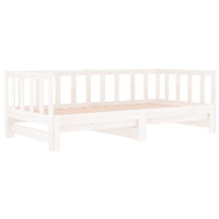 Pull-out Day Bed White 2x(92x187) cm Solid Wood Pine bedroom furniture Kings Warehouse 