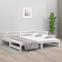 Pull-out Day Bed White 2x(92x187) cm Solid Wood Pine