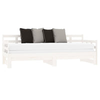 Pull-out Day Bed White Solid Wood Pine 2x(92x187) cm bedroom furniture Kings Warehouse 