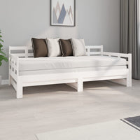 Pull-out Day Bed White Solid Wood Pine 2x(92x187) cm