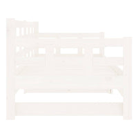 Pull-out Day Bed White Solid Wood Pine 2x(92x187) cm bedroom furniture Kings Warehouse 
