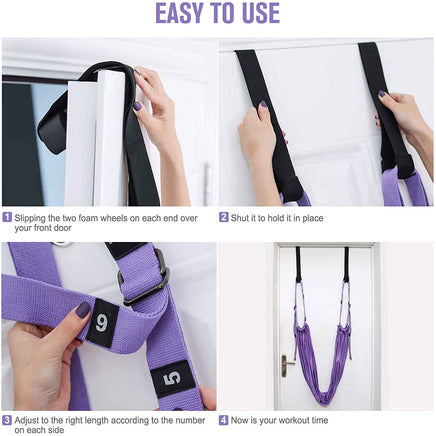 Purple Fitness Yoga Strap Band Waist Trainer Leg Door Swing Adjustable Ballet Dancer Kings Warehouse 
