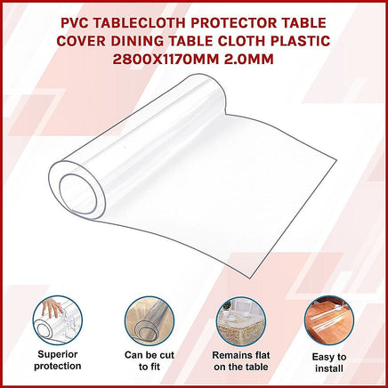 PVC Tablecloth Protector Table Cover Dining Table Cloth Plastic 2800x1170mm 2.0mm Home & Garden Kings Warehouse 