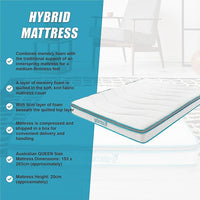 Queen 20cm Hybrid Mattress – Memory Foam and Innerspring Support Furniture Kings Warehouse 