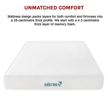 Queen 25cm Gel Memory Foam Mattress – Dual-Layered Comfort with CertiPUR-US Certified Foam Furniture Kings Warehouse 