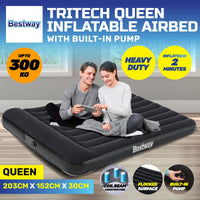 Queen Inflatable Air Bed Tritech Built-In Pump Heavy Duty Kings Warehouse 