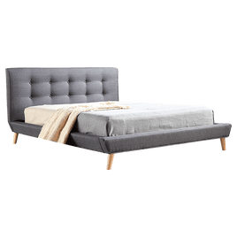 Queen Linen Fabric Deluxe Bed Frame Grey Kings Warehouse 