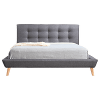 Queen Linen Fabric Deluxe Bed Frame Grey Kings Warehouse 