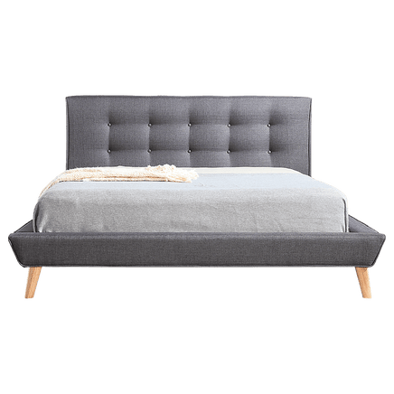 Queen Linen Fabric Deluxe Bed Frame Grey Kings Warehouse 