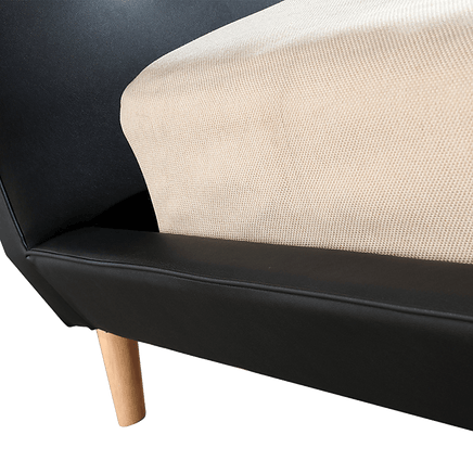 Queen PU Leather Deluxe Bed Frame Black Kings Warehouse 