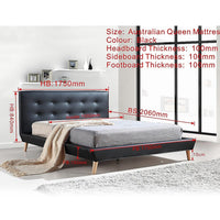 Queen PU Leather Deluxe Bed Frame Black Kings Warehouse 
