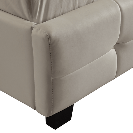 Queen PU Leather Deluxe Bed Frame White Furniture Kings Warehouse 