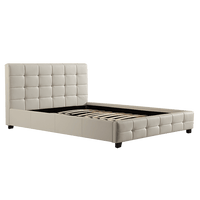 Queen PU Leather Deluxe Bed Frame White Furniture Kings Warehouse 