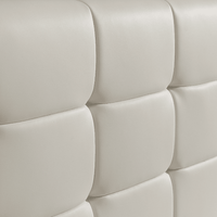 Queen PU Leather Deluxe Bed Frame White Furniture Kings Warehouse 