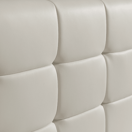 Queen PU Leather Deluxe Bed Frame White Furniture Kings Warehouse 