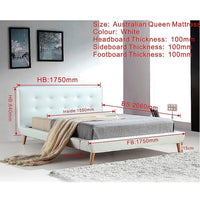 Queen PU Leather Deluxe Bed Frame White Kings Warehouse 