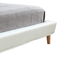 Queen PU Leather Deluxe Bed Frame White Kings Warehouse 