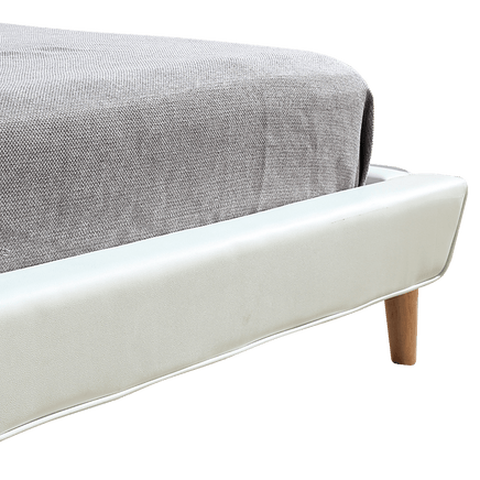 Queen PU Leather Deluxe Bed Frame White Kings Warehouse 