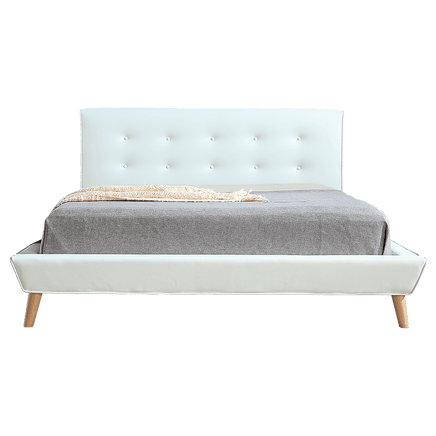 Queen PU Leather Deluxe Bed Frame White Kings Warehouse 
