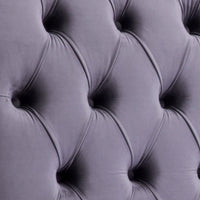 Queen Size Sleigh Bedframe Velvet Upholstery Grey Colour Tufted Headboard And Footboard Deep Quilting Furniture Kings Warehouse 