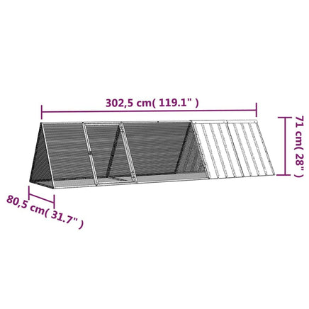 Rabbit Cage Anthracite 302.5x80.5x71 cm Galvanised Steel Kings Warehouse 