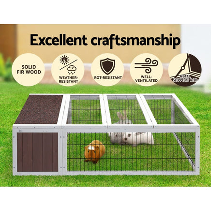 Rabbit Hutch 124cm x 90cm x 35cm Chicken Coop Large Outdoor Wooden Run Cage House Pet Care Kings Warehouse 