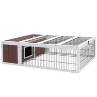 Rabbit Hutch 124cm x 90cm x 35cm Chicken Coop Large Outdoor Wooden Run Cage House Pet Care Kings Warehouse 