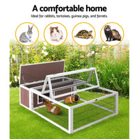 Rabbit Hutch 124cm x 90cm x 35cm Chicken Coop Large Outdoor Wooden Run Cage House Pet Care Kings Warehouse 