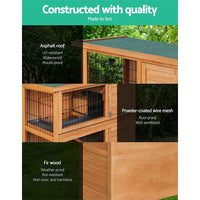 Rabbit Hutch Chicken Coop 91.5cm x 45cm x 82cm Chicken Coop Large Wooden House Run Cage Pet Care Kings Warehouse 