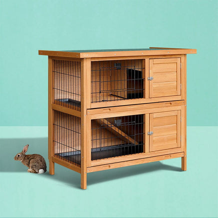 Rabbit Hutch Chicken Coop 91.5cm x 45cm x 82cm Chicken Coop Large Wooden House Run Cage Pet Care Kings Warehouse 