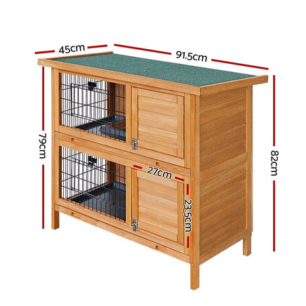 Rabbit Hutch Chicken Coop 91.5cm x 45cm x 82cm Chicken Coop Large Wooden House Run Cage Pet Care Kings Warehouse 