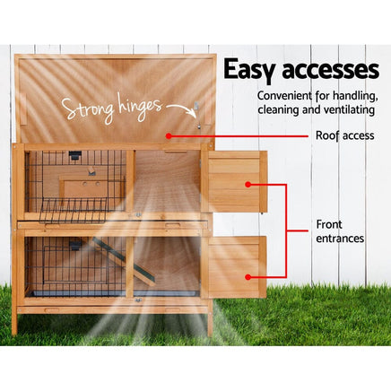 Rabbit Hutch Chicken Coop 91.5cm x 45cm x 82cm Chicken Coop Large Wooden House Run Cage Pet Care Kings Warehouse 
