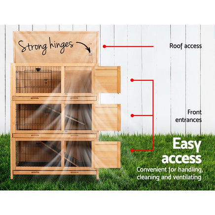 Rabbit Hutch Chicken Coop 91.5cm x 46cm x 116.5cm Chicken Coop Large House Cage Run Wooden Outdoor Pet Care Kings Warehouse 