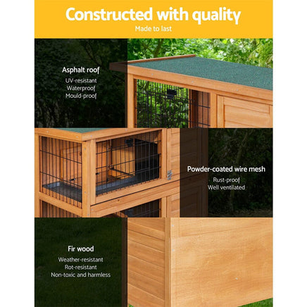 Rabbit Hutch Chicken Coop 91.5cm x 46cm x 116.5cm Chicken Coop Large House Cage Run Wooden Outdoor Pet Care Kings Warehouse 