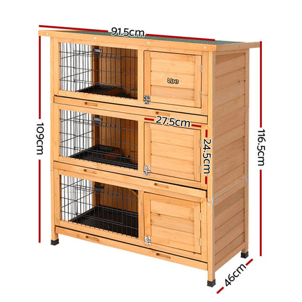 Rabbit Hutch Chicken Coop 91.5cm x 46cm x 116.5cm Chicken Coop Large House Cage Run Wooden Outdoor Pet Care Kings Warehouse 