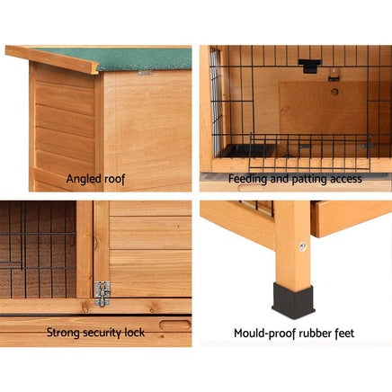 Rabbit Hutch Chicken Coop 91.5cm x 46cm x 116.5cm Chicken Coop Large House Cage Run Wooden Outdoor Pet Care Kings Warehouse 