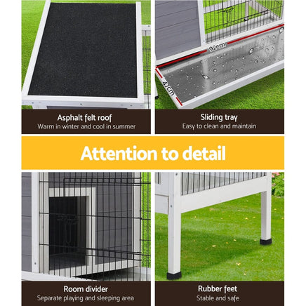 Rabbit Hutch Chicken Coop 97cm x 49cm x 86cm Chicken Coop Large Run Wooden Outdoor Cage House Pet Care Kings Warehouse 